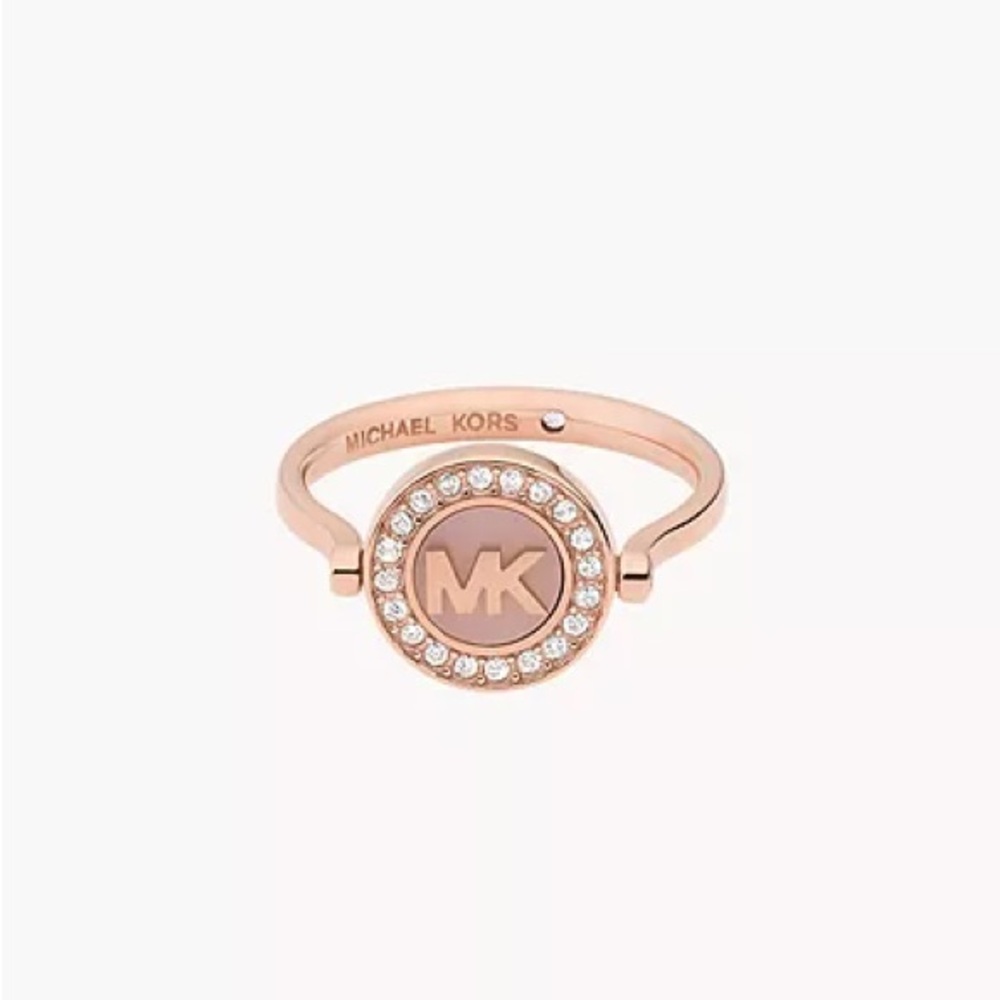 Michael Kors Fashion Rose Gold-Tone Stainless Steel Center Focal Ring